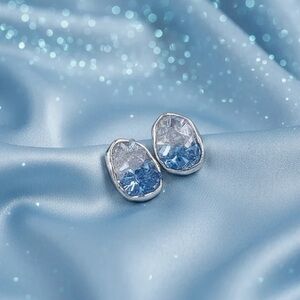 Silver and Blue Crystal Earrings